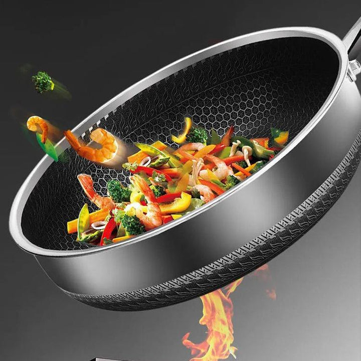 Kalsten | FERROFLAME – Stainless Steel Frying Pan with Honeycomb Heat Distribution
