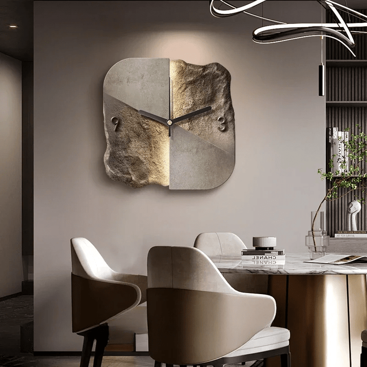 Kalsten | StoneAura – Modern Sandstone-Effect Wall Clock with Silent Quartz
