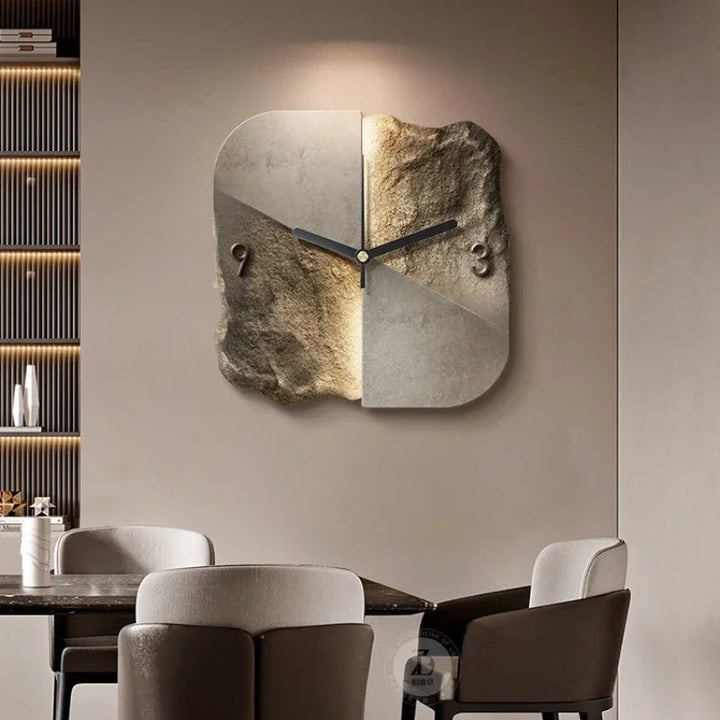 Kalsten | StoneAura – Modern Sandstone-Effect Wall Clock with Silent Quartz