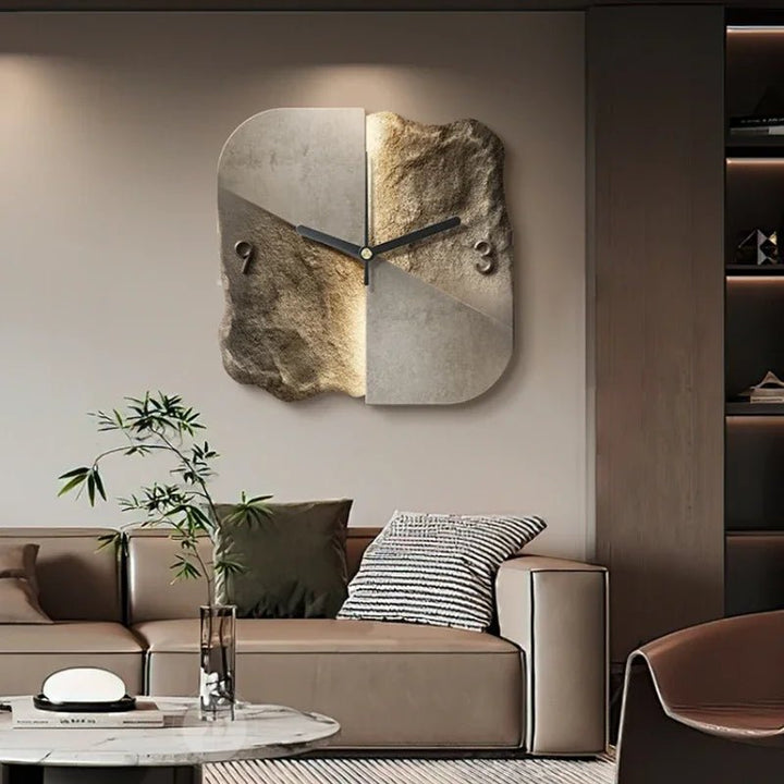 Kalsten | StoneAura – Modern Sandstone-Effect Wall Clock with Silent Quartz