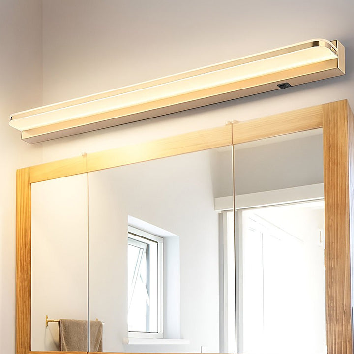 LED Bathroom Vanity Light with Wall-Mounted Panel and Polished Iron Trim | Kalsten