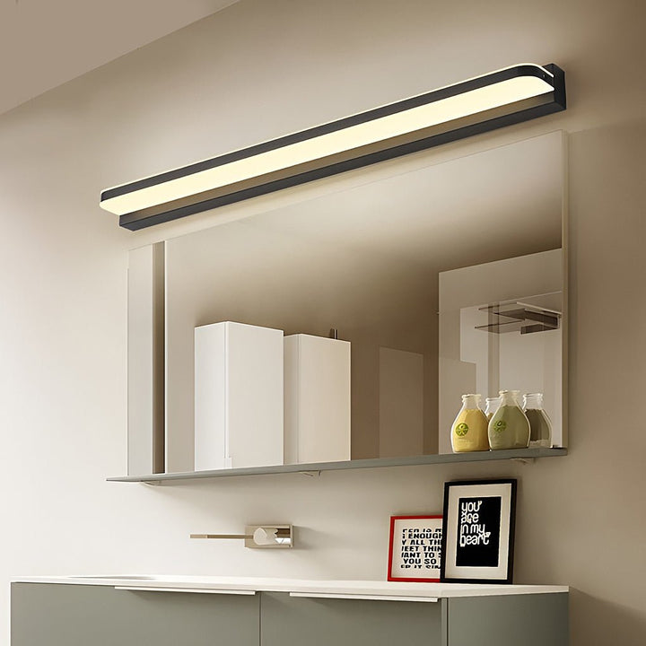 LED Bathroom Vanity Light with Wall-Mounted Panel and Polished Iron Trim | Kalsten