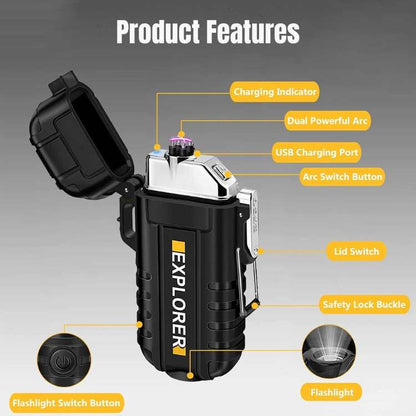 Skanto | Electric Double Arc Lighter | Rechargeable, Windproof & Ideal for Camping and Outdoor Adventures