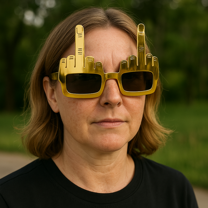 Bold Gold Middle Finger Party Sunglasses | Kalsten