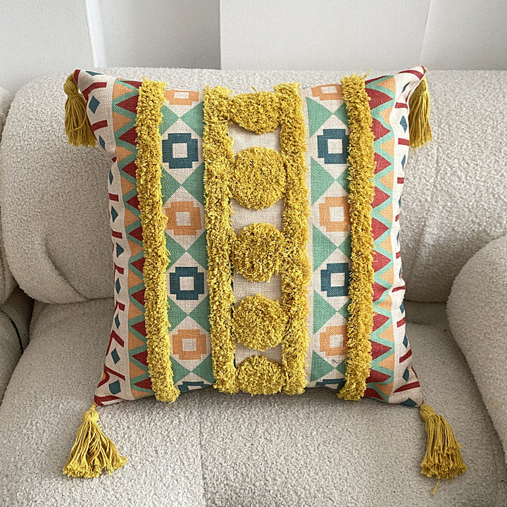 Boho lined fringe throw pillow cover | Kalsten