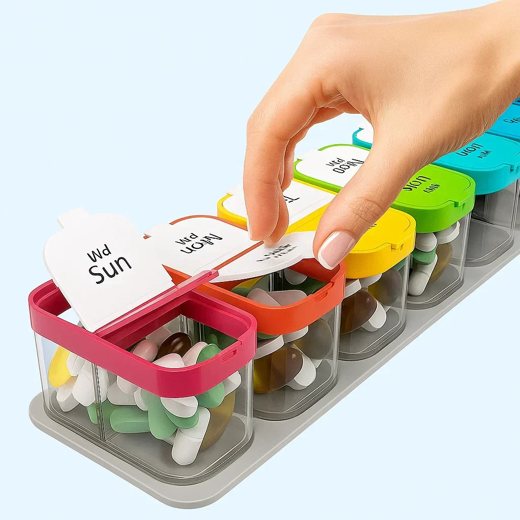Large 7-Day Case – Moisture-Proof BPA-Free Compartments – Ideal for Seniors & Carers Kalsten