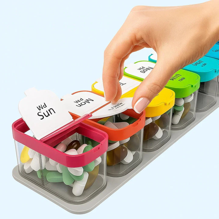 Large 7-Day Case – Moisture-Proof BPA-Free Compartments – Ideal for Seniors & Carers Kalsten