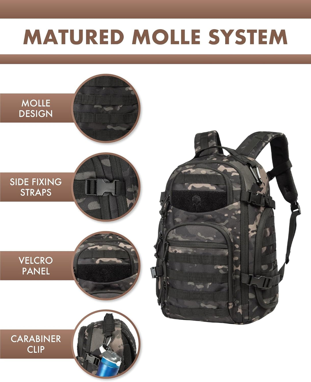 35L Outdoor Tactical Backpack with Molle System and Laptop Storage | Kalsten