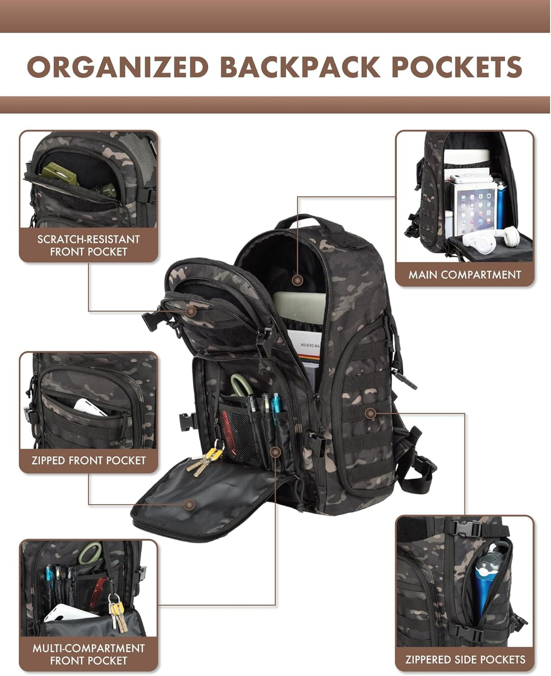 35L Outdoor Tactical Backpack with Molle System and Laptop Storage | Kalsten