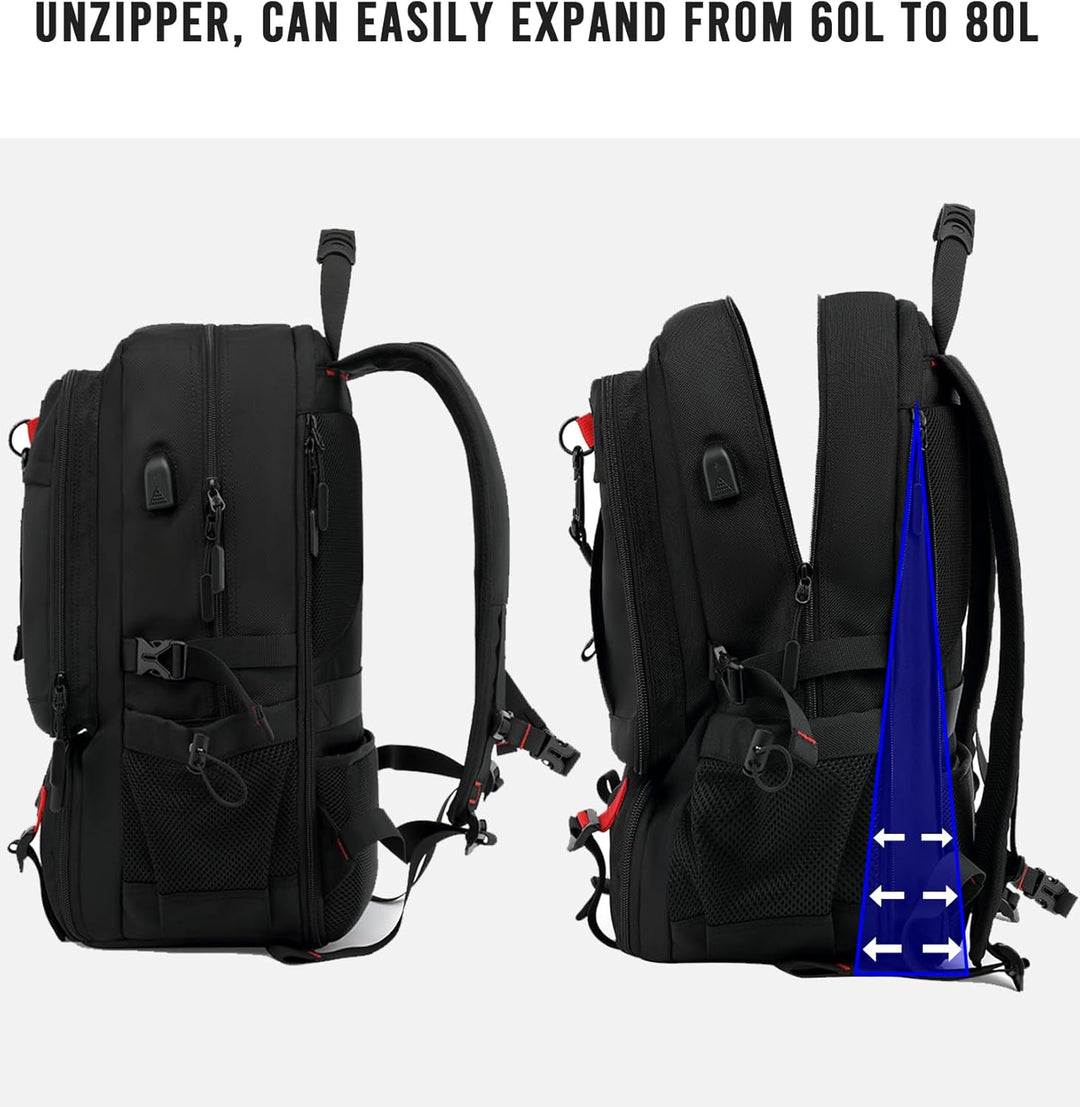 60L Waterproof Travel Laptop Backpack with USB Port & Shoe Compartment | Kalsten