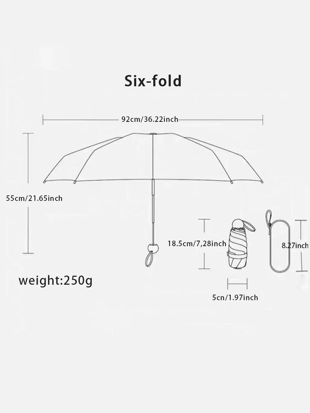 Kalsten | Travel Umbrella Compact Lightweight Portable UK Strong Waterproof Folding Umbrellas With 6 Rib Reinforced