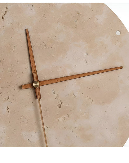 Travertine Wall Clock with LED Light – Minimalist & Decorative | High-Quality Natural Stone Clock | Karnz