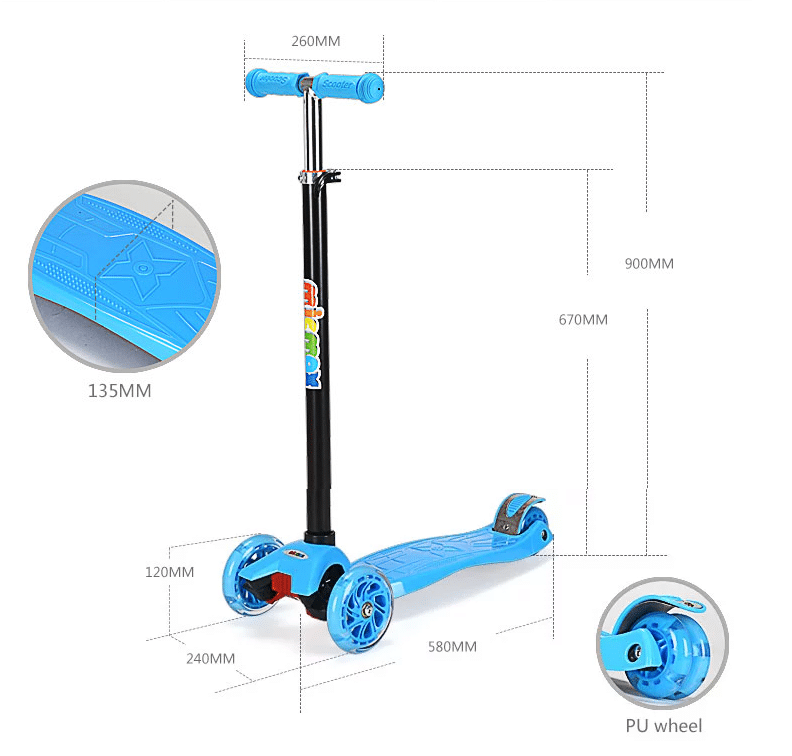 Roller 3 wheels with LED light (Blue or Pink) | Kalsten