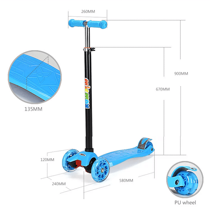 Roller 3 wheels with LED light (Blue or Pink) | Kalsten