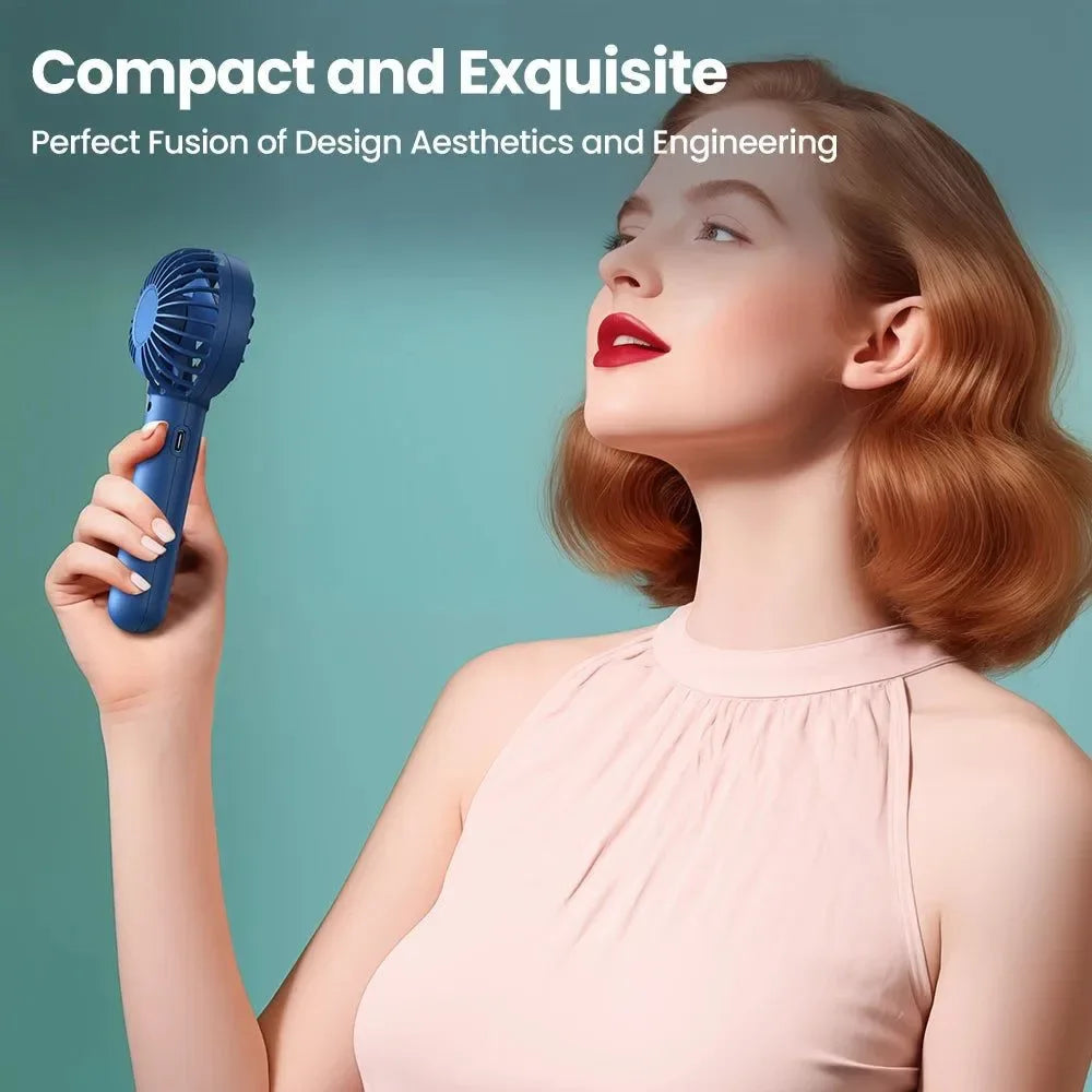 1800mAh Rechargeable Mini Portable Fan - USB Personal Handheld Electric Fan with 3 Speeds for Room, Camping, and Indoor Use | Kalsten