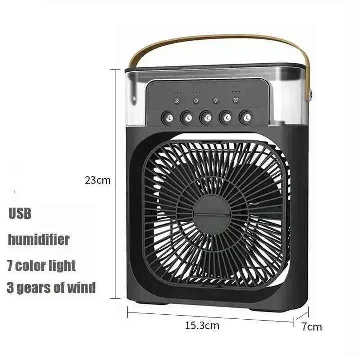 3-in-1 Portable Air Cooler with LED Lights – USB-Powered Desktop Fan, Humidifier & Night Light | Kalsten