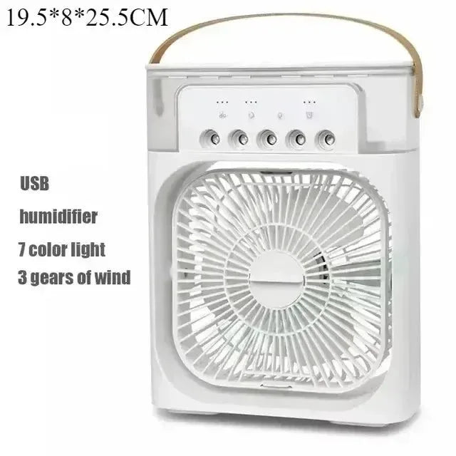 3-in-1 Portable Air Cooler with LED Lights – USB-Powered Desktop Fan, Humidifier & Night Light | Kalsten