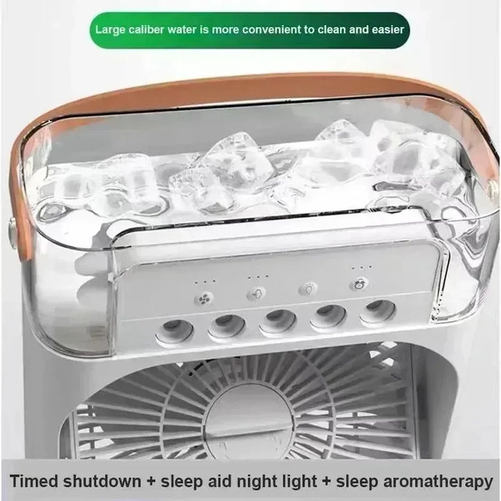 3-in-1 Portable Air Cooler with LED Lights – USB-Powered Desktop Fan, Humidifier & Night Light | Kalsten