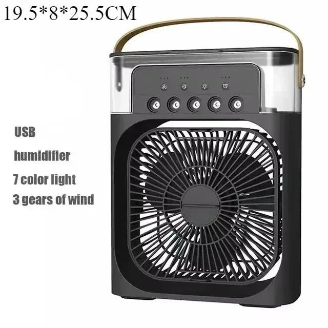 3-in-1 Portable Air Cooler with LED Lights – USB-Powered Desktop Fan, Humidifier & Night Light | Kalsten