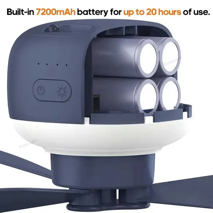 7200mAh Outdoor Camping Fan – Cordless Ceiling Fan with LED Light & Remote Control | Kalsten