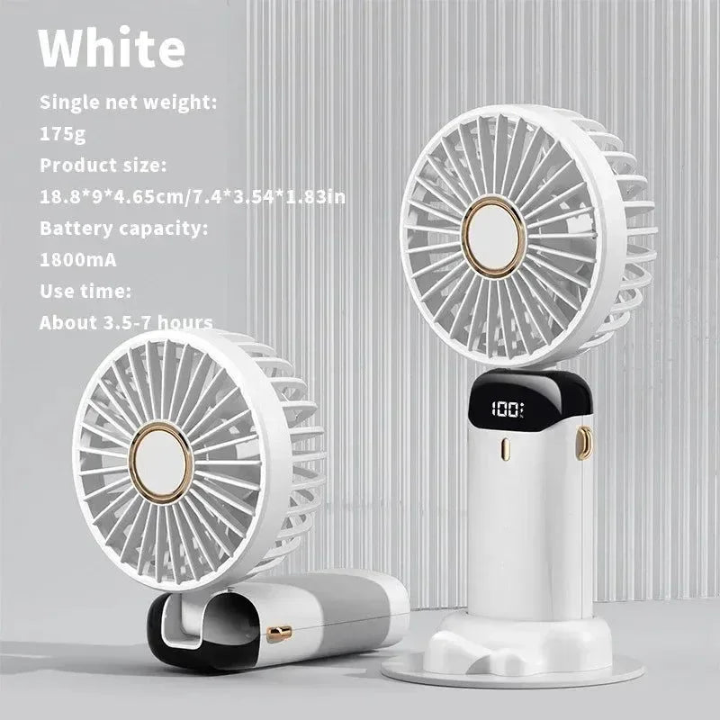 Handheld Mini Fan – 3000mAh Foldable USB Rechargeable Fan with LED Display & Phone Stand | Kalsten