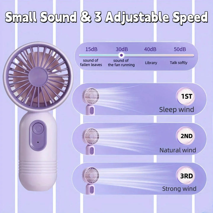 Mini Portable USB Fan – 3-Speed Handheld Cooling for Office, Travel & Camping | Kalsten
