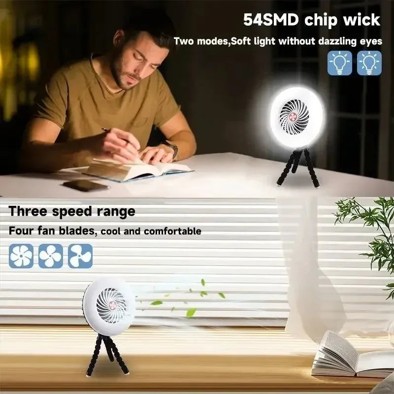 Multifunctional Camping Tool - TYPE-C/Solar Powered Charging LED Camping Light Fan | Kalsten