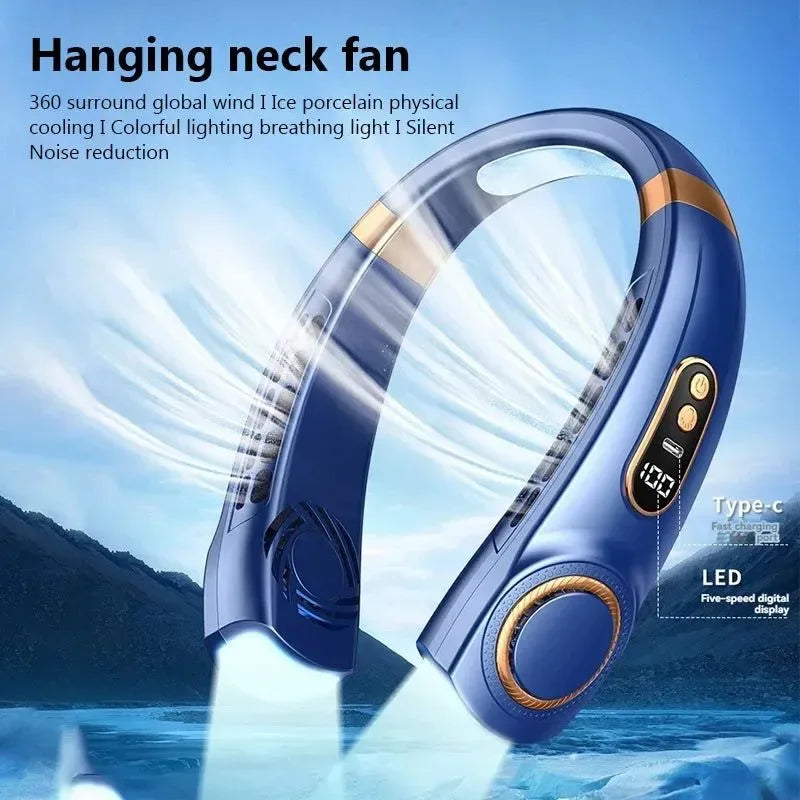 Portable Bladeless Halterneck Fan – USB Rechargeable, Silent, Hands-Free Cooling - Trekker Essentials