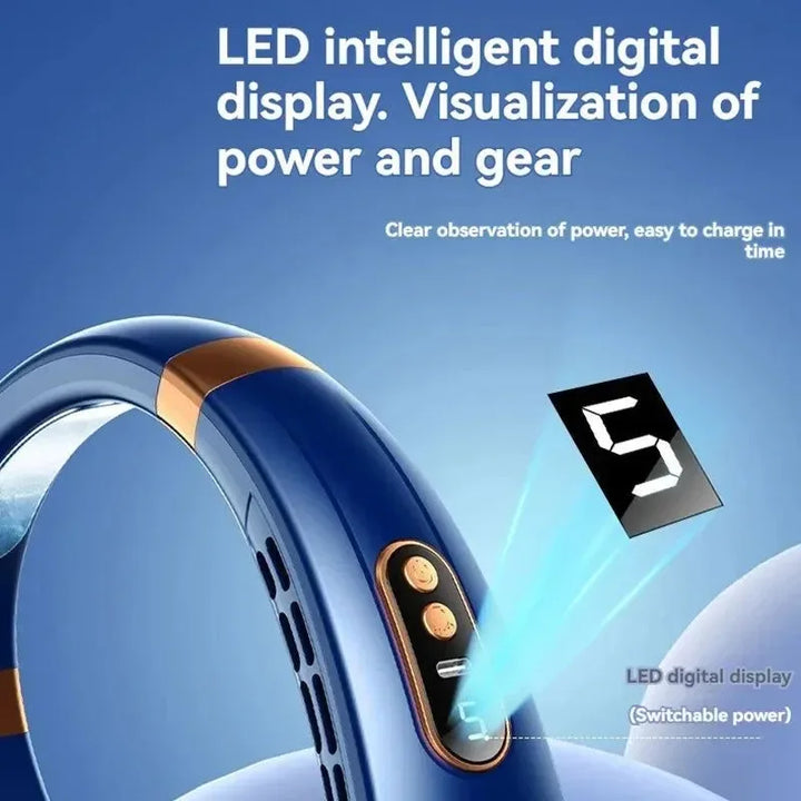 Portable Bladeless Halterneck Fan – USB Rechargeable, Silent, Hands-Free Cooling | Kalsten