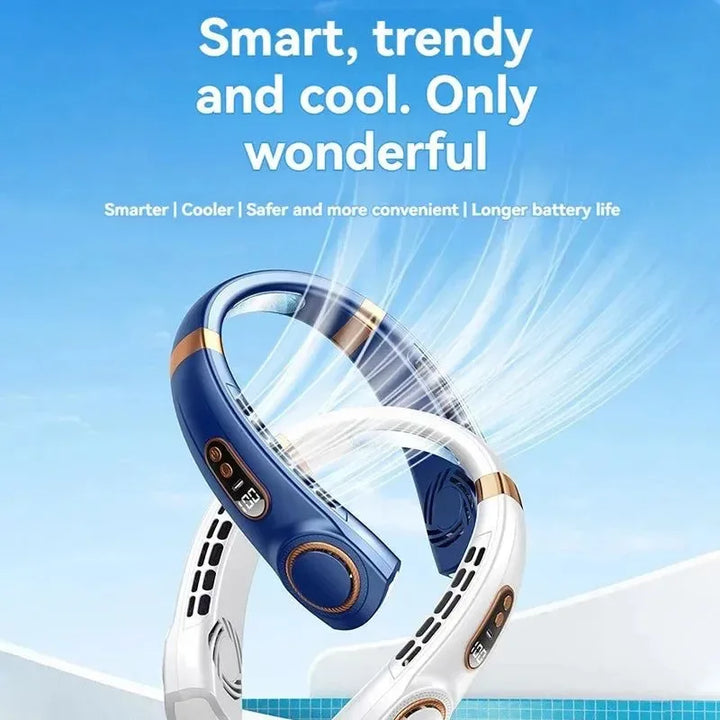 Portable Bladeless Halterneck Fan – USB Rechargeable, Silent, Hands-Free Cooling | Kalsten