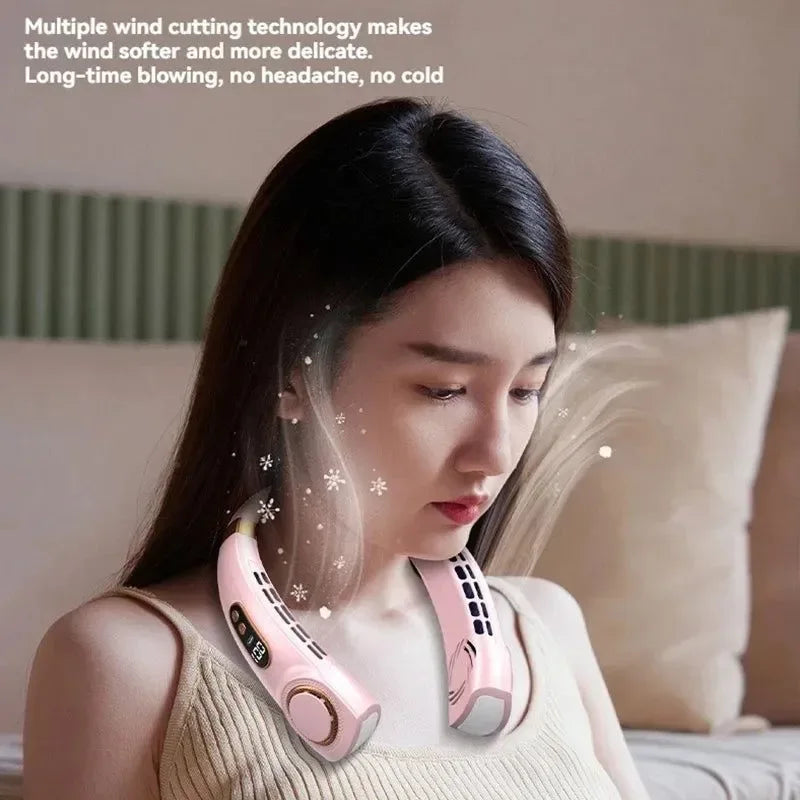Portable Bladeless Halterneck Fan – USB Rechargeable, Silent, Hands-Free Cooling | Kalsten