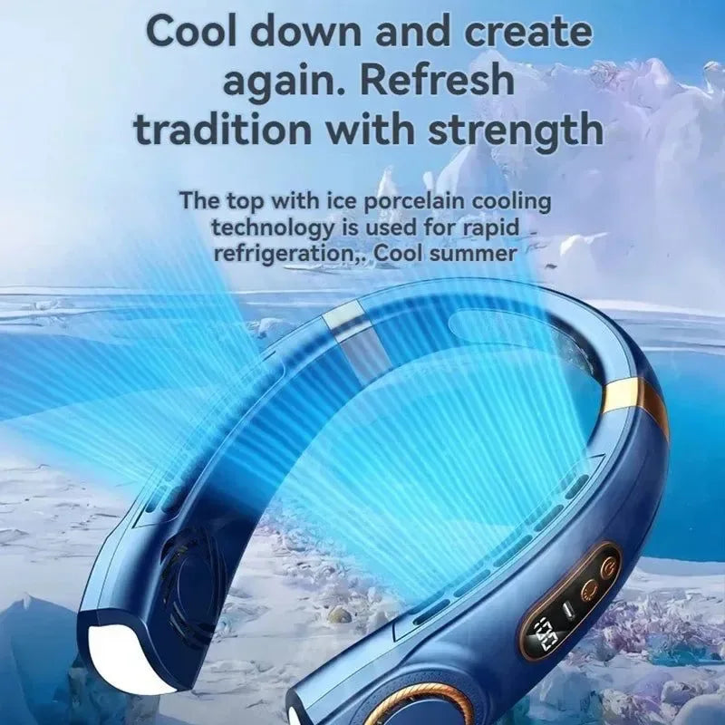Portable Bladeless Halterneck Fan – USB Rechargeable, Silent, Hands-Free Cooling | Kalsten