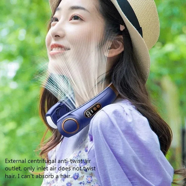Portable Bladeless Halterneck Fan – USB Rechargeable, Silent, Hands-Free Cooling | Kalsten