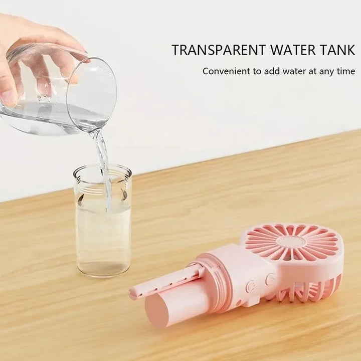 Portable Rechargeable Handheld Misting Fan - Battery Operated USB Mini Air Conditioner for Travel and Outdoor Use | Kalsten