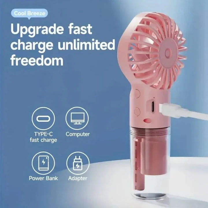 Portable Rechargeable Handheld Misting Fan - Battery Operated USB Mini Air Conditioner for Travel and Outdoor Use | Kalsten