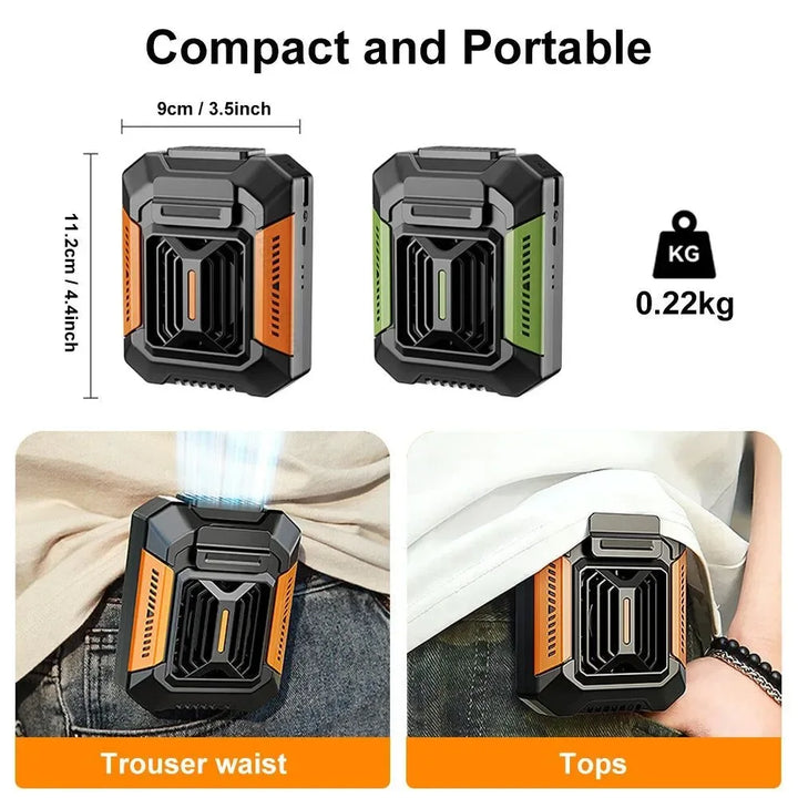 Portable Waist Clip Fan – Mini Hanging Neck & Waist Fan with Power Bank & LED Light | Kalsten