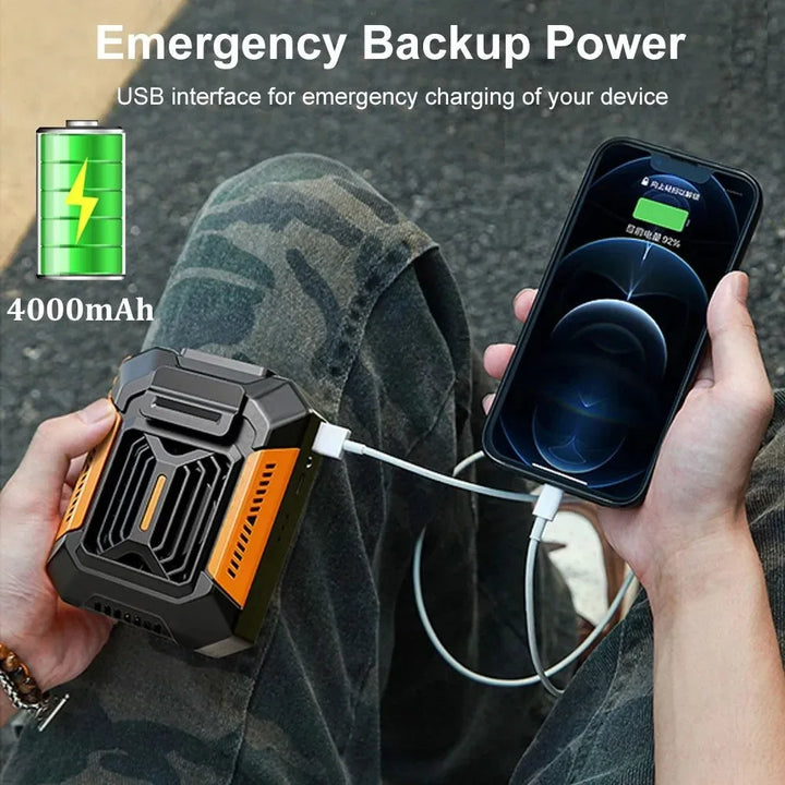 Portable Waist Clip Fan – Mini Hanging Neck & Waist Fan with Power Bank & LED Light | Kalsten
