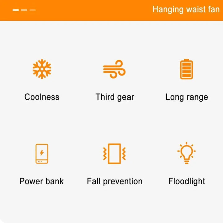 Portable Waist Clip Fan | USB Rechargeable Hanging Fan for Outdoor, Camping, Running, Sports | Kalsten