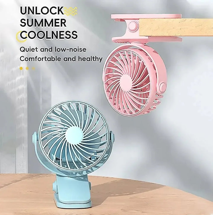 Rechargeable 720° Rotating Clip Fan with Nightlight – Portable & Versatile Cooling Solution | Kalsten
