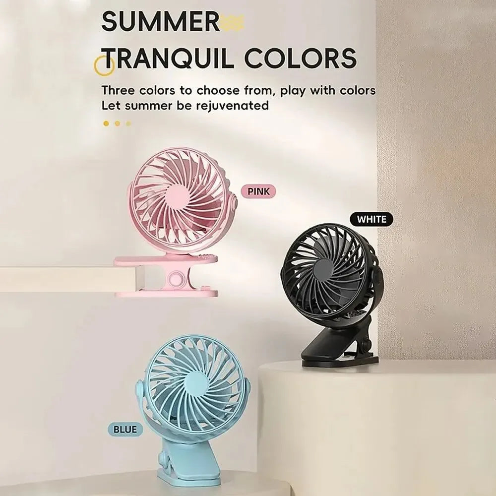Rechargeable 720° Rotating Clip Fan with Nightlight – Portable & Versatile Cooling Solution | Kalsten