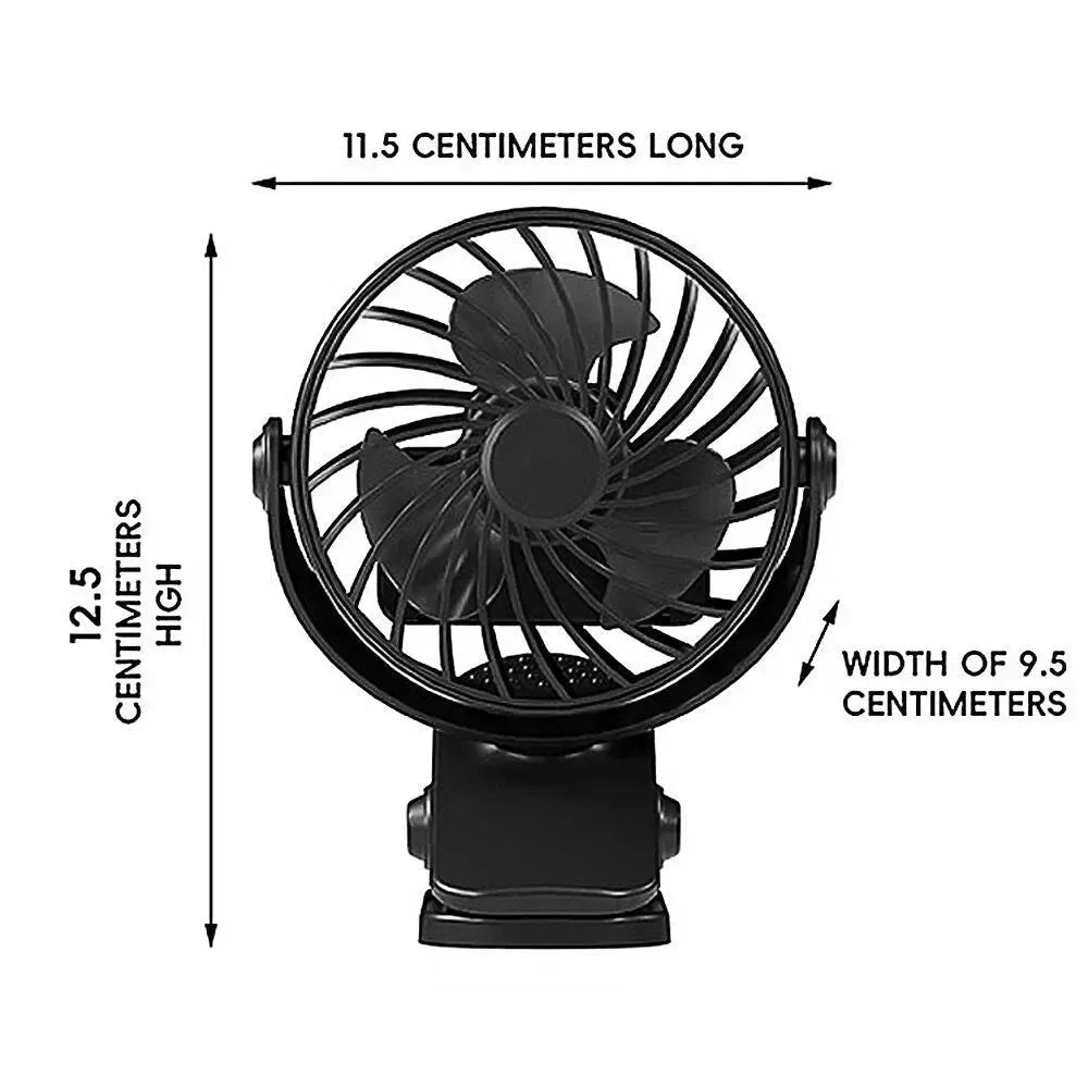 Rechargeable 720° Rotating Clip Fan with Nightlight – Portable & Versatile Cooling Solution | Kalsten