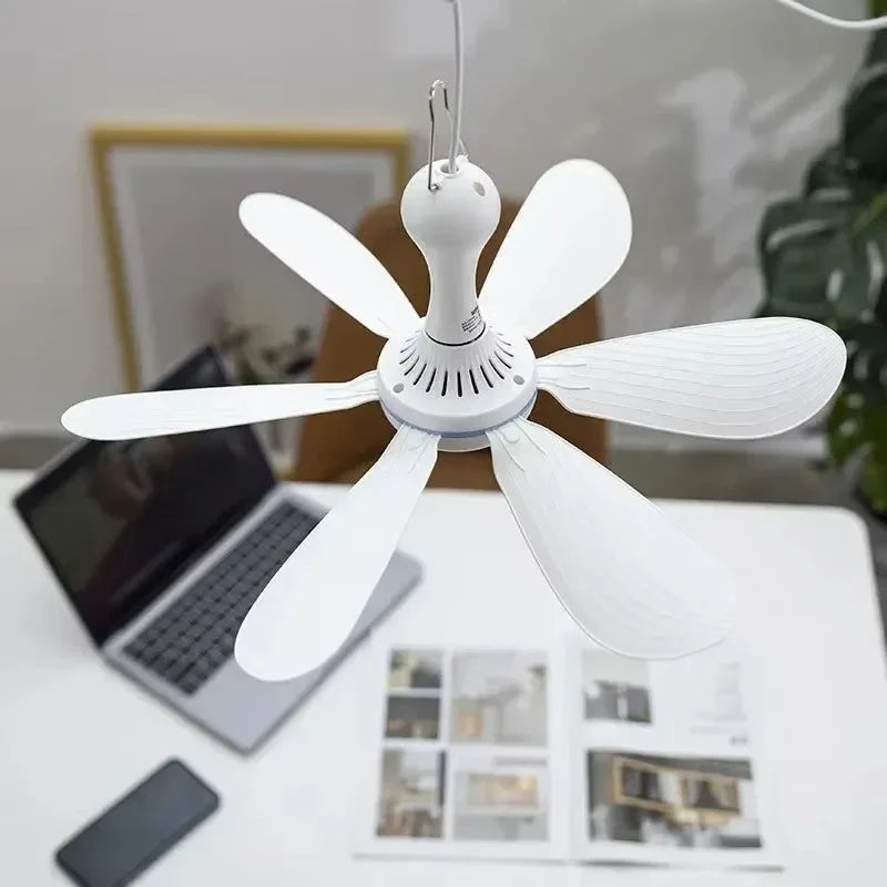 USB-Powered 6-Blade Ceiling Fan with Remote – Silent Hanging Fan for Camping & Bedrooms - Trekker Essentials