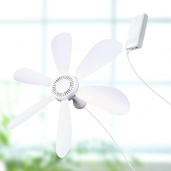 USB-Powered 6-Blade Ceiling Fan with Remote – Silent Hanging Fan for Camping & Bedrooms | Kalsten
