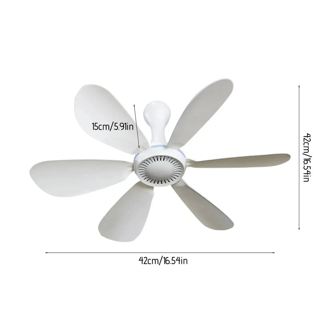 USB-Powered 6-Blade Ceiling Fan with Remote – Silent Hanging Fan for Camping & Bedrooms | Kalsten