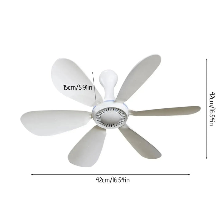 USB-Powered 6-Blade Ceiling Fan with Remote – Silent Hanging Fan for Camping & Bedrooms | Kalsten
