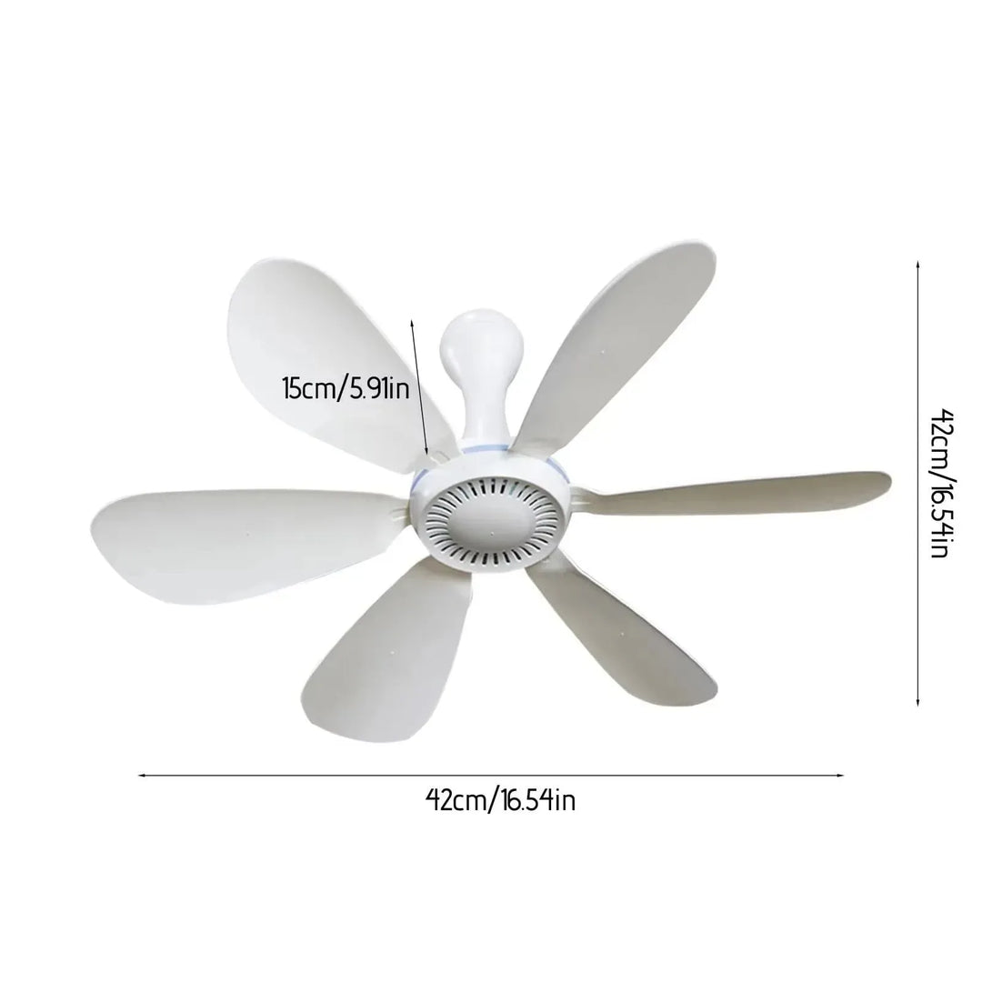 USB-Powered 6-Blade Ceiling Fan with Remote – Silent Hanging Fan for Camping & Bedrooms | Kalsten