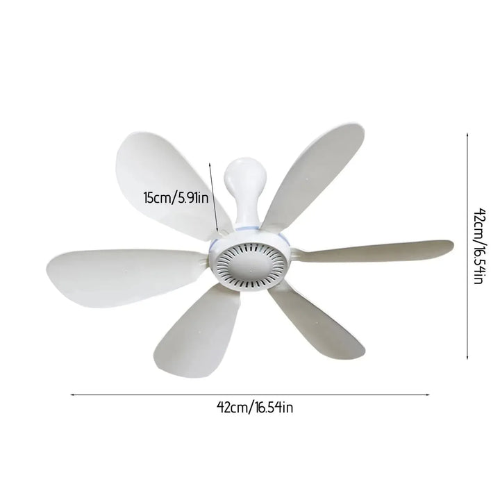 USB-Powered 6-Blade Ceiling Fan with Remote – Silent Hanging Fan for Camping & Bedrooms | Kalsten