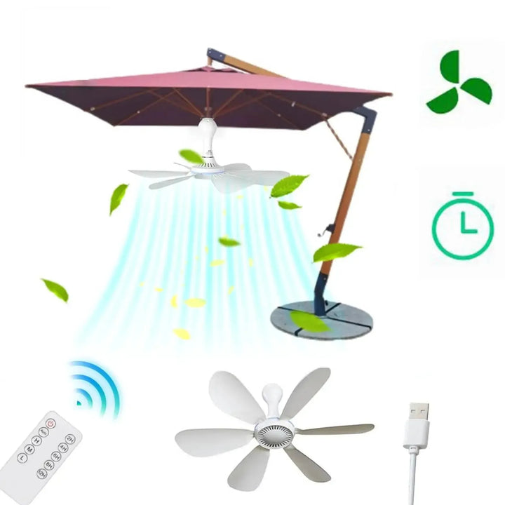 USB-Powered 6-Blade Ceiling Fan with Remote – Silent Hanging Fan for Camping & Bedrooms | Kalsten