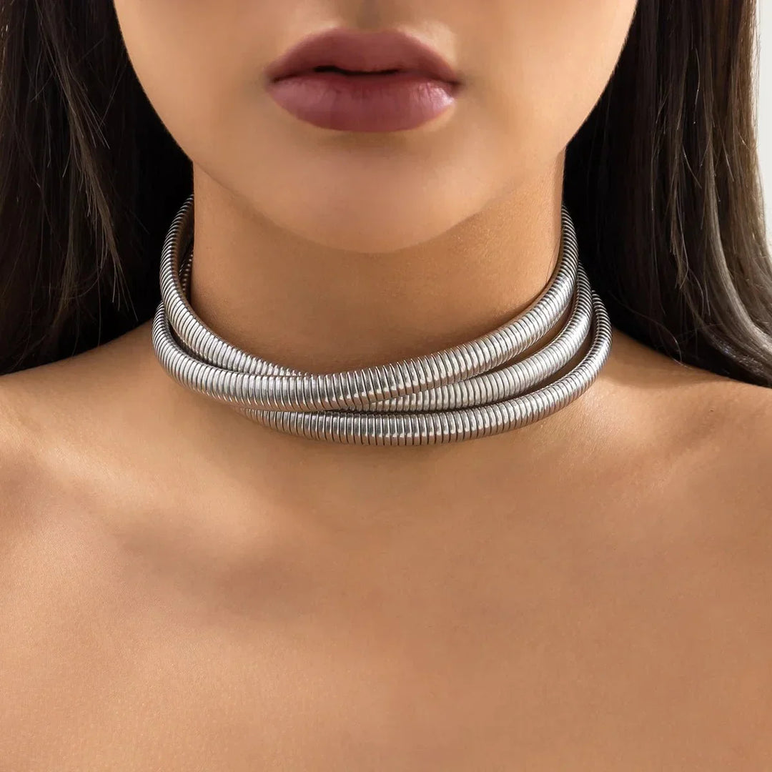 Kalsten | Triple Layer Stacked Chunky Choker Necklace