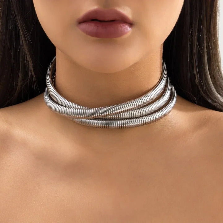 Kalsten | Triple Layer Stacked Chunky Choker Necklace